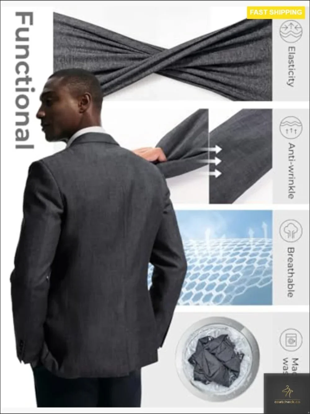 Lightweight Sport Coat Slim Fit Blazer Casual Two Button Notch Lapel Jacket